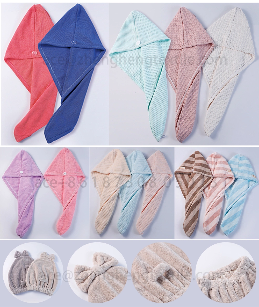 Microfiber Hair Drying Towels Head Wrap with Bow-Knot Shower Cap Hair Turban Hairwrap Bath Cap