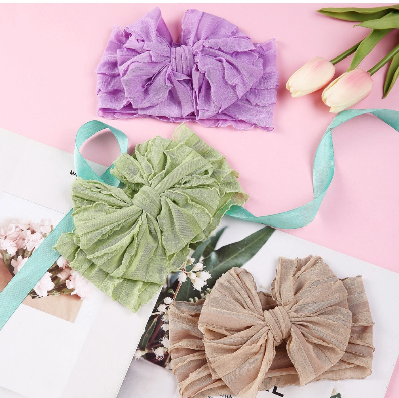 Hair Soft Silk Headband Hair Band Bow Flower Hoe Soft -Free Baby Sweatband Wrist Band Fashion Infant Knitted Headband