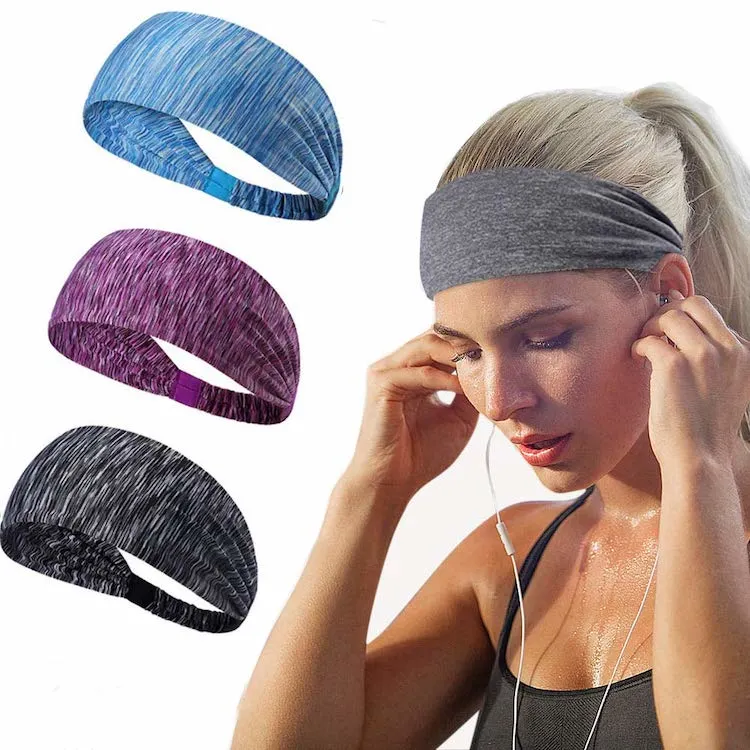 Non Slip Button Hairbands for Nurses and Doctors Face Mask, Moisture Wicking Sweatband Sports Head Wrap Headband with Buttons for Yoga Sports Outdoor Activities