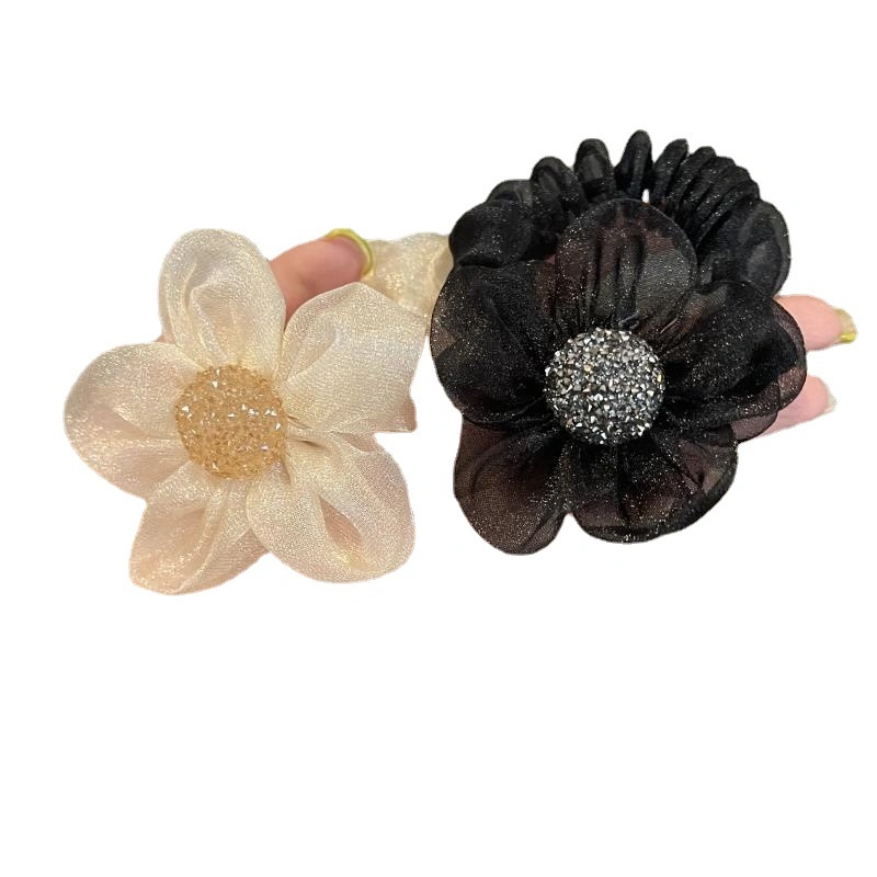 Light Luxury Mesh Shiny Sun Flower Headband Ponytail Meatball Head Accessories Plate Hairpin Clip