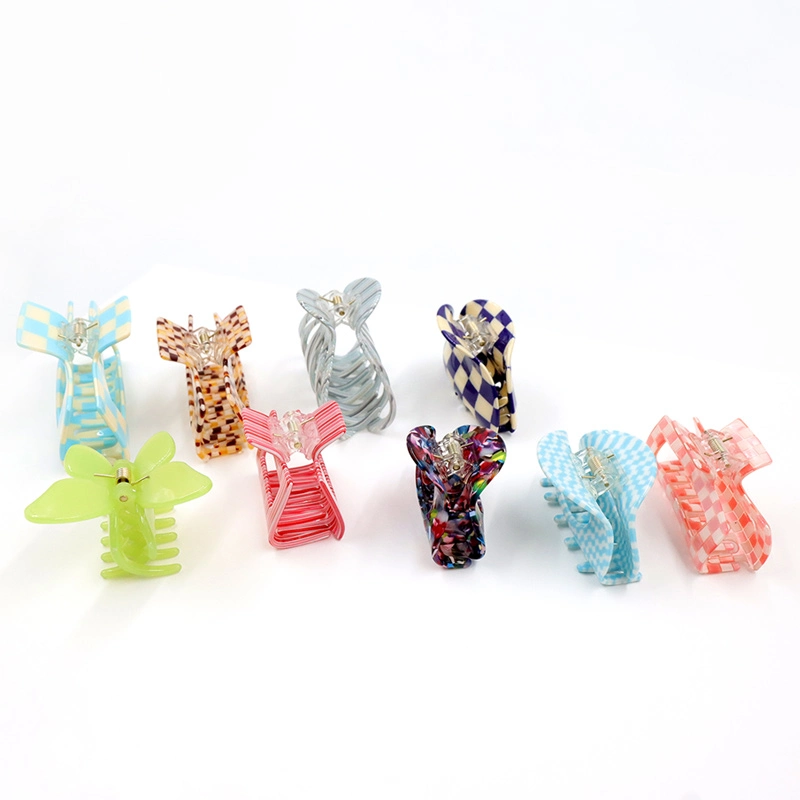 Custom Logo 5.2cm Square Hair Claw Clip Mini Small Acetate Hair Clips Thick Korean Fancy Hair Claw Clips for Women Girls