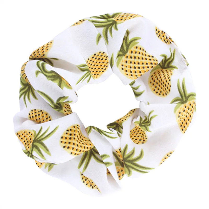 Little Fresh Colorful Printing Fruit High Elastic Hair Band for Horsetail Scrunchies