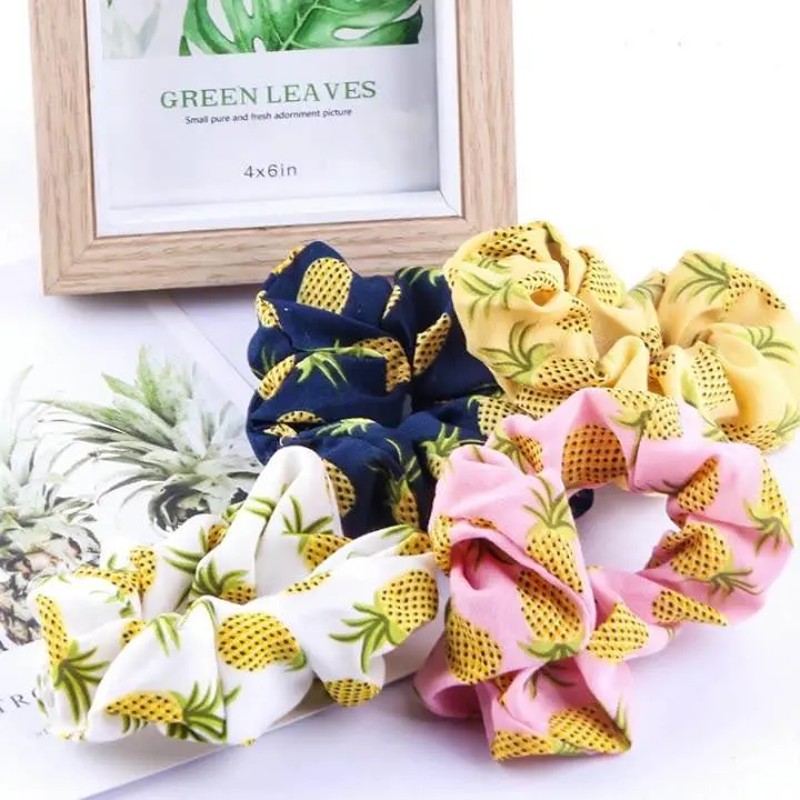 Little Fresh Colorful Printing Fruit High Elastic Hair Band for Horsetail Scrunchies