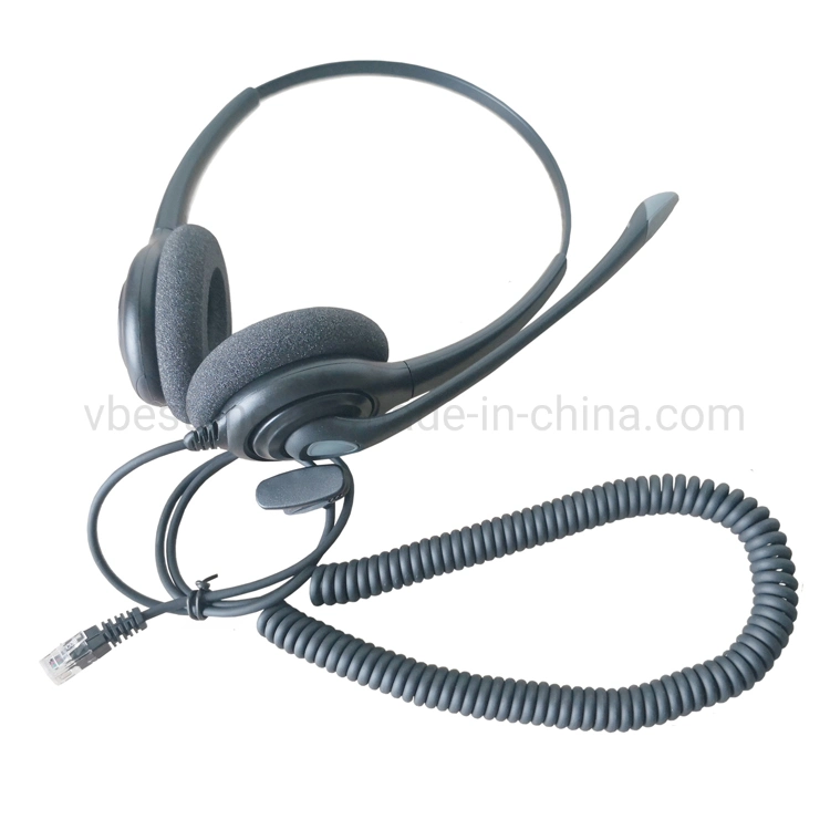 Best Seller Stereo Sound Call Center Rj9/Rj11 Crystal Jack Telephone Headset with Noise Cancelling Microphone for Business Center