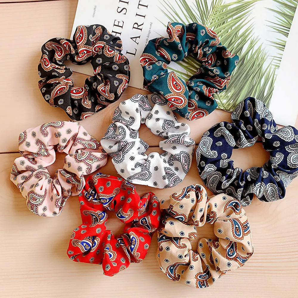 Wholesale Retro Hair Accessories 7 Colors Printing Cloth Elastic Hair Band