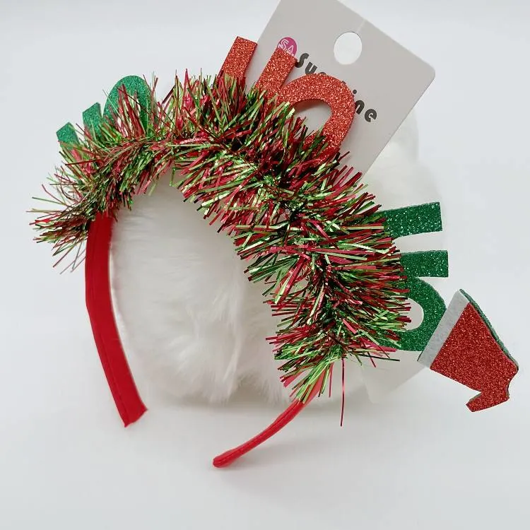 2023 European and American New Hohoho Christmas Hat Plastic Hair Hoop Holiday Party Headband