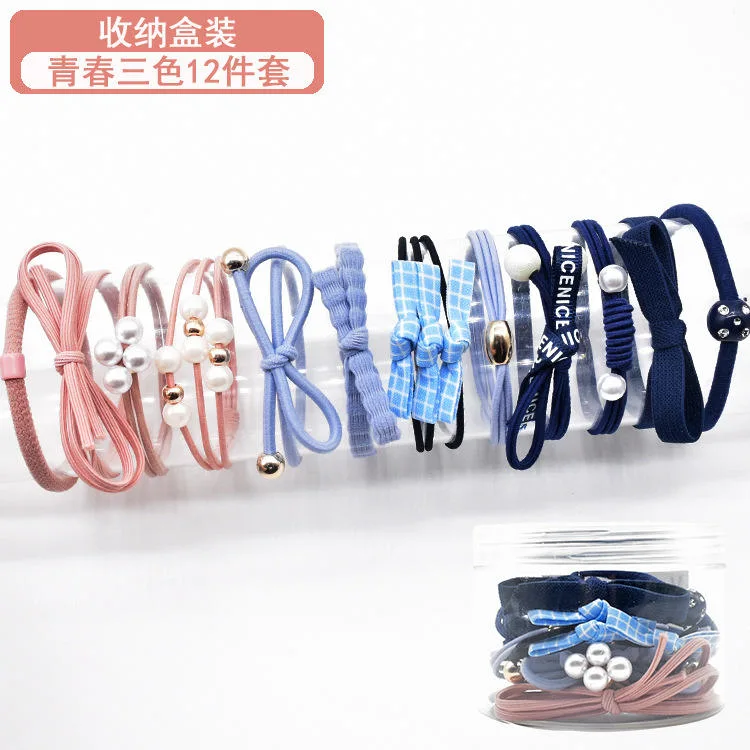 12PCS/Box Set Packing Hair Rope Korea Small Fresh Basic Rubber Band