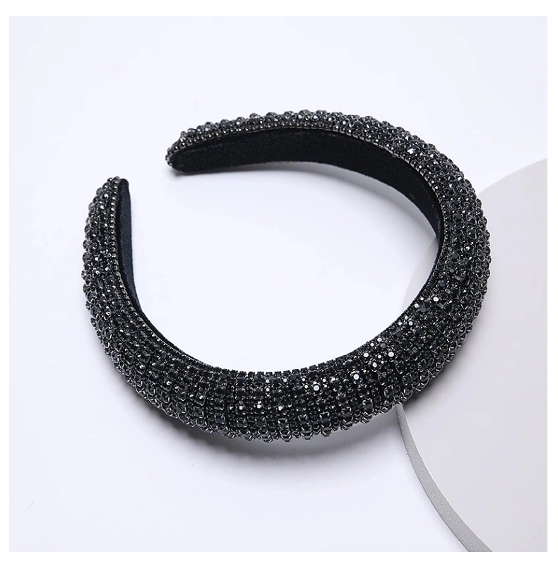 Hot Selling Trending Sparkly Headbands Baroque Full Diamond Luxury Head Wear Women&prime;s Wide Brim Colorful Crystal Hair Accessories