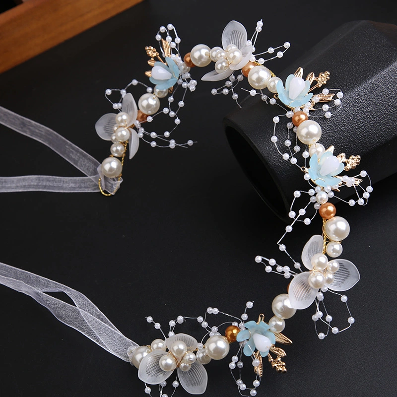 Gold Wreath Pearl Hair Band Crown Sweet European-Style Headdress Hairbands