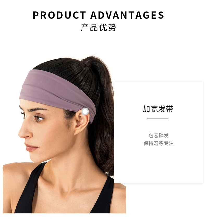 Women&prime;s Antiperspirant Headband Sweat-Absorbent and Sweat-Guided Headscarf Yoga Running, Fitness Wide-Banded Sports Headband