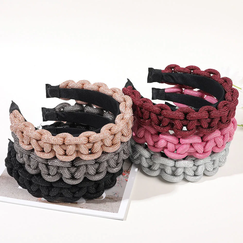 Coarse Rope Woven Twist Girls Solid Color Cloth Chain Braided Hairbands