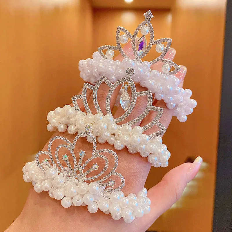 Children&prime;s Hair Ring Super Immortal Pearl Crown Flower Princess Super Immortal Ball Hair Band