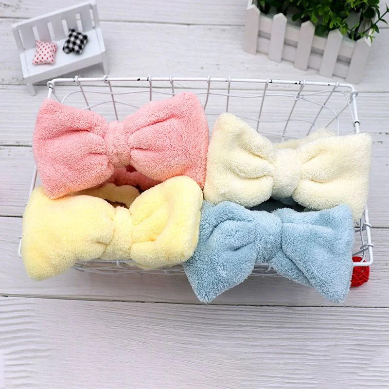 SPA Shower Headband Coral Fleece Facial Makeup Turban Bowknot Bow Cosmetic Headband for Washing Face Bow Hairbands