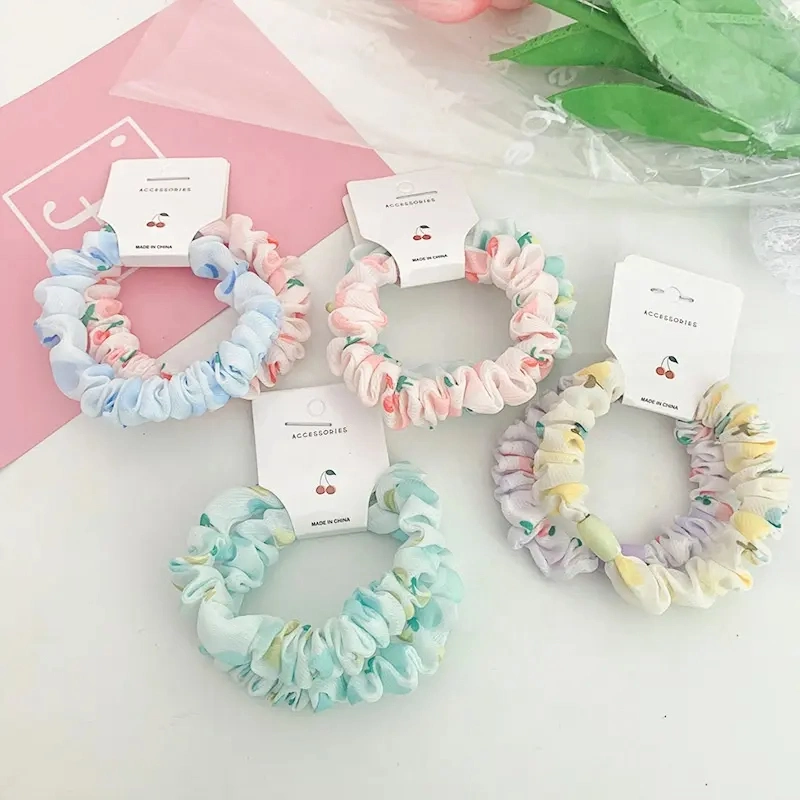 Custom Logo New Hair Tie Set Pure Color Cloth Head Rope Scrunchies Hairband Scrunchy Silk Elastic Hair Band for Women