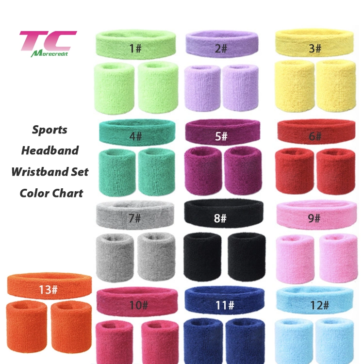 Wholesale Sweat Hairbands Set, Sports Wristband Sweatband for Athletic Men&Women, Custom Embroidery Logo Stretchy Terry Cloth Soccer Headband Factory