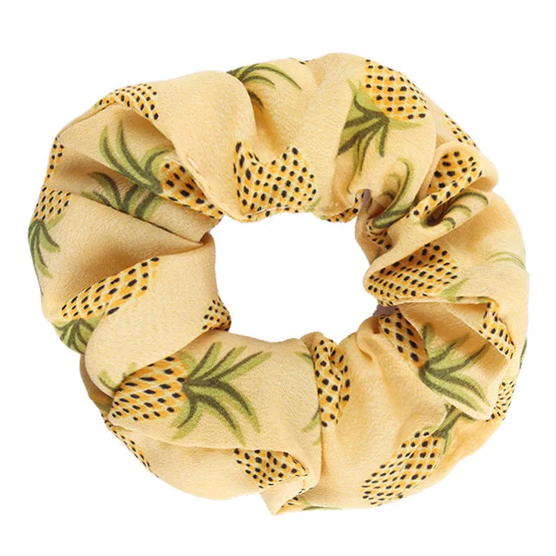 Little Fresh Colorful Printing Fruit High Elastic Hair Band for Horsetail Scrunchies