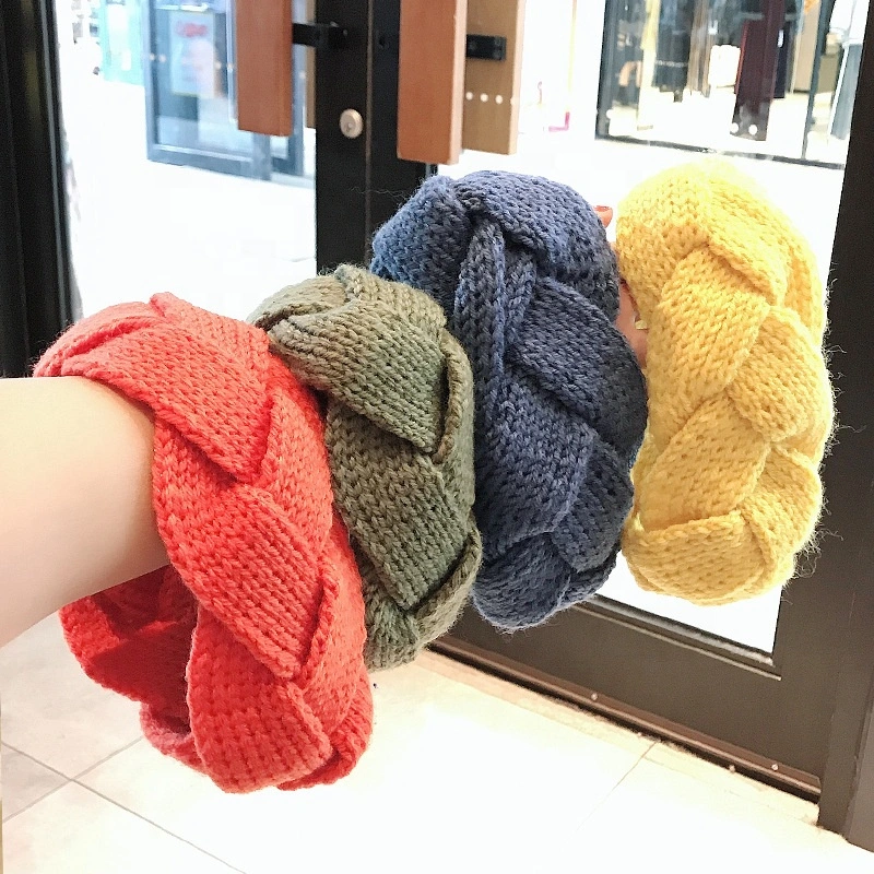 Knitted Elastic Headbands Cross Earmuffs Headband Girls Women Woolen Yarn Warm Knitted Wide Headband