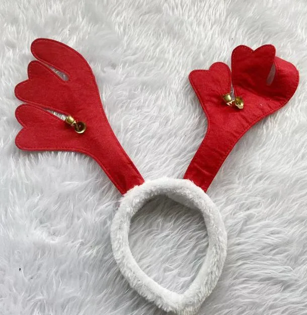 Wholesale Customized Woven Fabric Santa Claus Headband Plush Leaves Pattern Headband Merry Christmas Headband