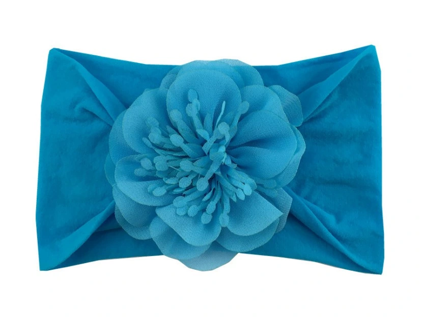 Children&prime;s Nylon Headband Baby Soft Fabric Flower Wide Headband