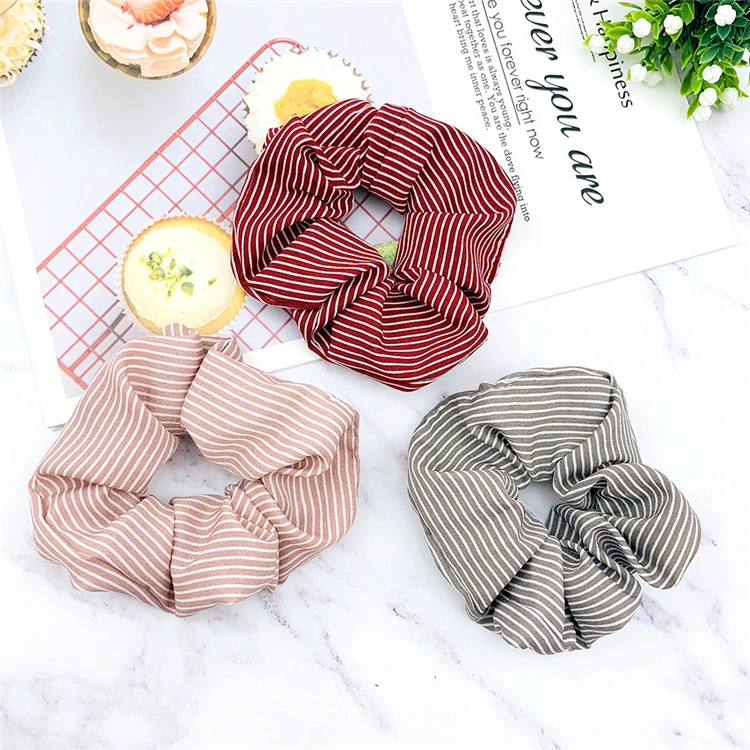 Factory Main Product Fashion Accessories Hair Band Stripe Printed Women Hair Scrunch