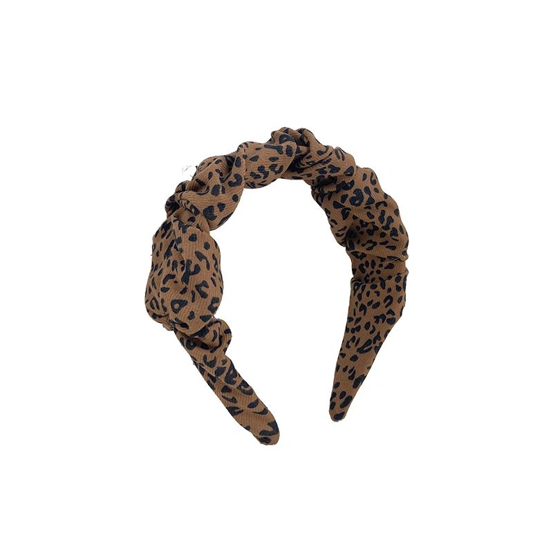 Retro Wide Version Headband Female Senior Sense Fabric Leopard Print Headband