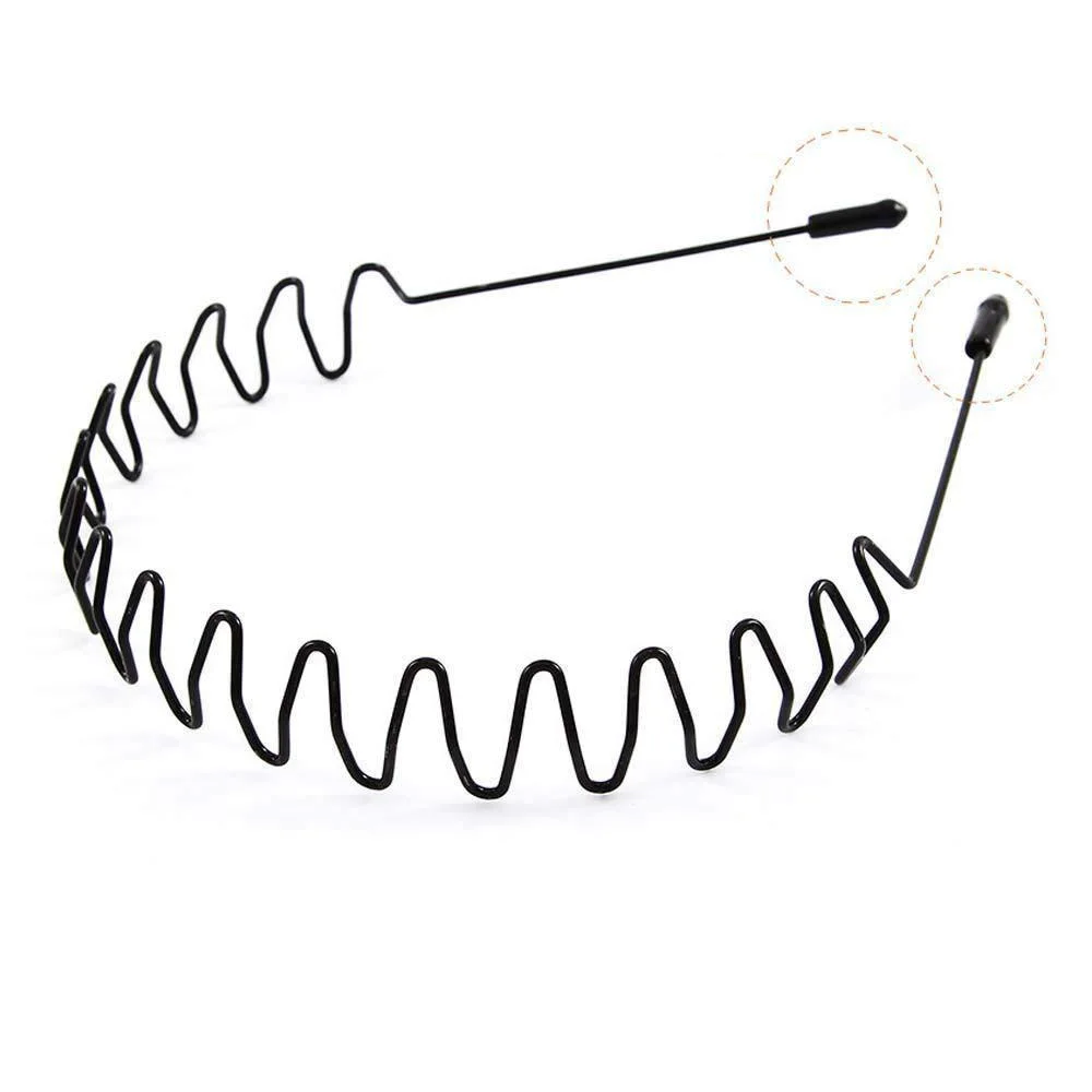 Wholesale Unisex Black Wavy Spring Outdoor Sports Metal Hair Band Headband