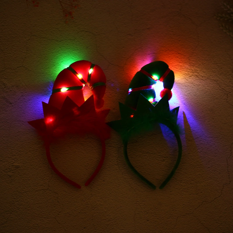 Kids Santa Hat Hair Accessories Gifts Christmas LED Elf Headbands