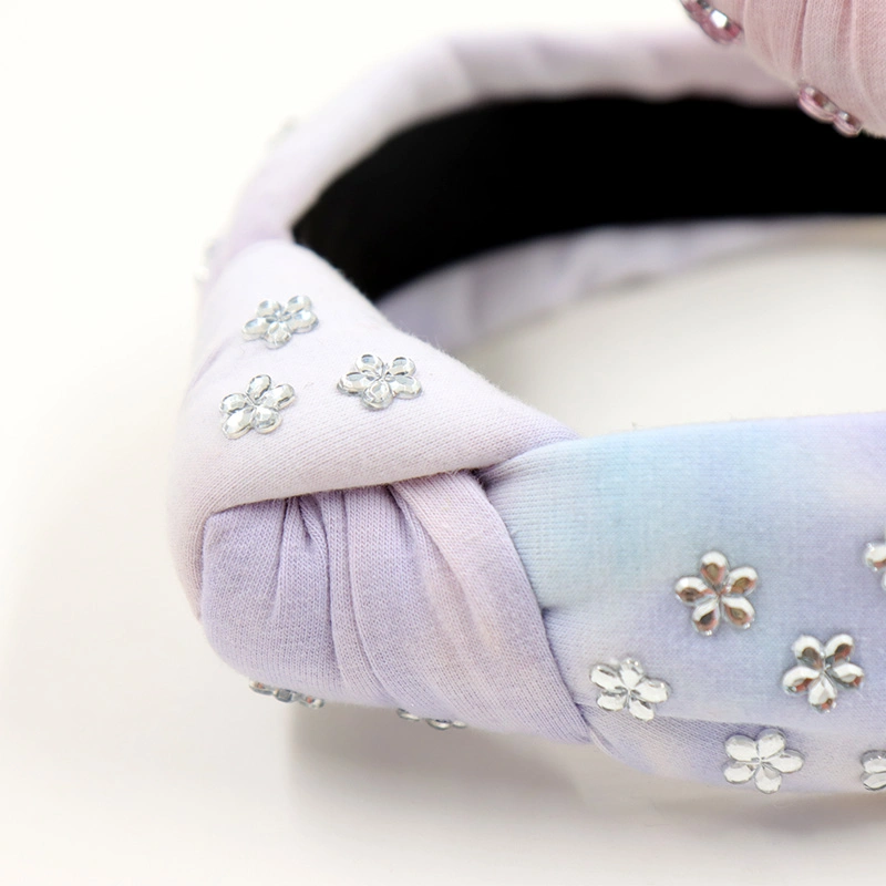 Wholesale Custom Christmas Hair Band Embellishment Knotted Fabric Headband Luxury Fashion Girls Women Crystal Headbands