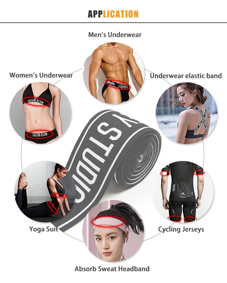 Custom 3D Silicone Logo Printed Underwear Elastic Band for Men Boxer