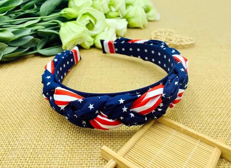 American Flag Braided Headband, 4th of July Headband, Patriotic Headband, Red White Blue Headband, Plaits Headband, Wide Headbands for Women