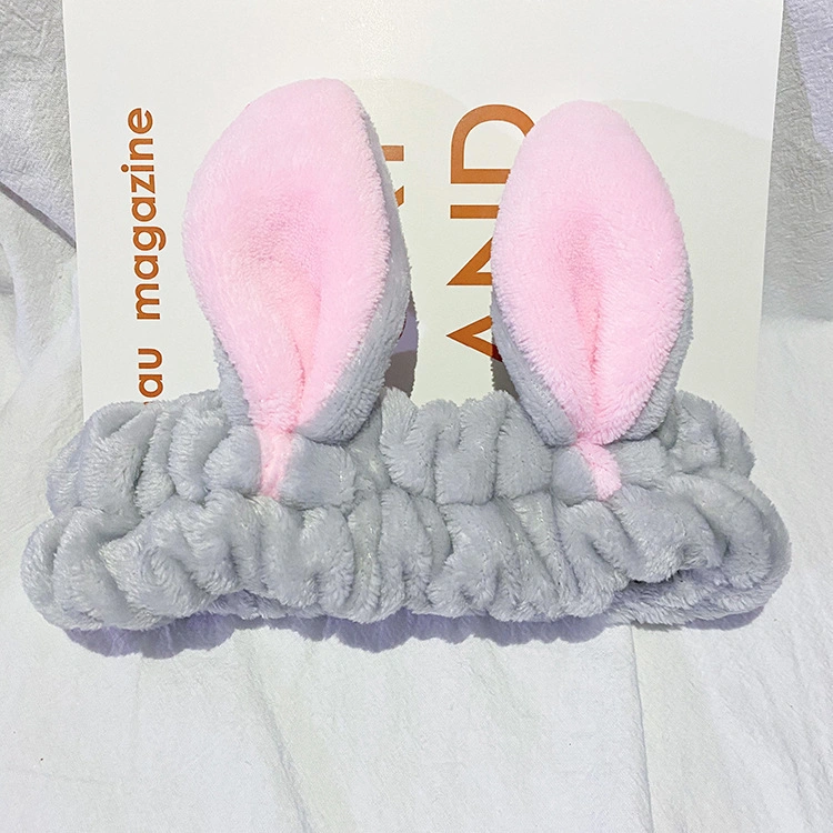 Bunny Ear Cosmetic Headband Fashion Cute Fluffy Elastic Makeup Headband Hairband for Shower, Face Washing, Facial Mask, SPA, Cosplay, Party