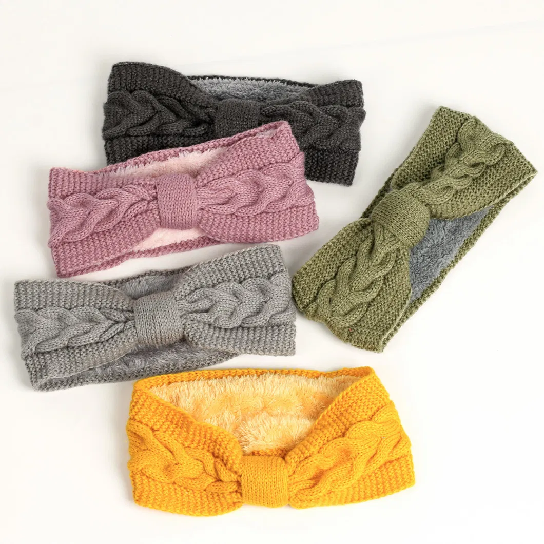 Hairband Winter Plus Velvet Wool Knitted Headband Sports Headband High Quality Elastic Headwrap Keep Warm Hair Accessories