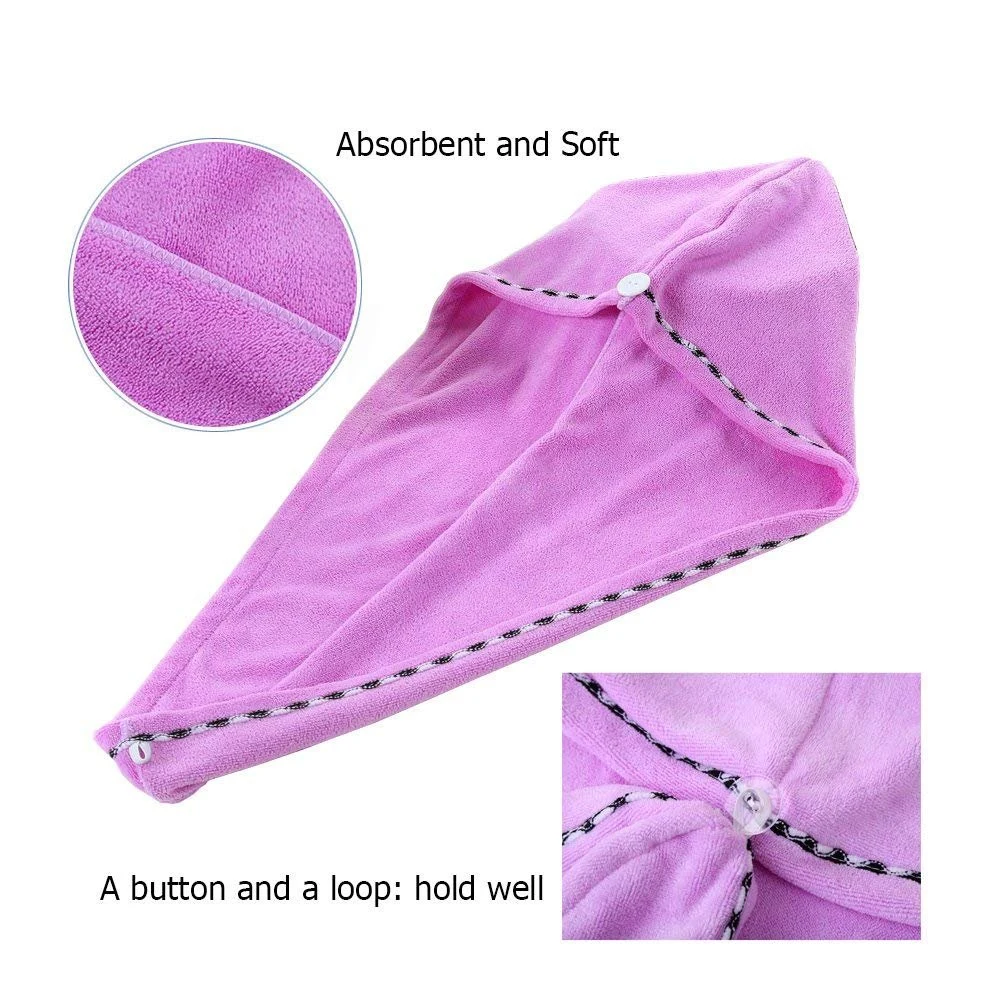 2021 New Household Super Soft Coral Fleece Fabric Hair Wrap Turban Microfiber Towel for Girl Women