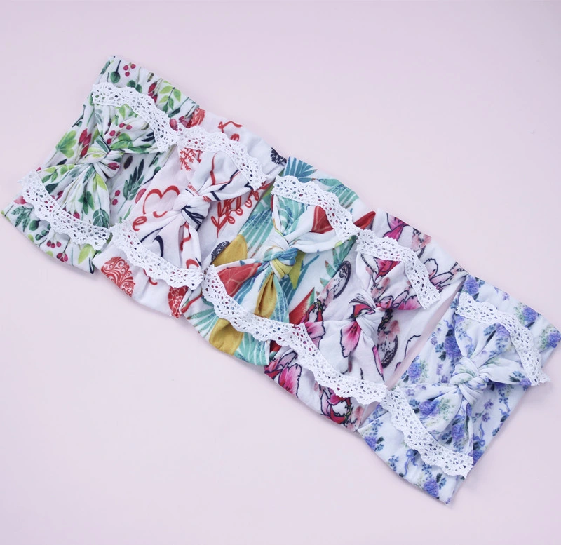 Wholesale Fruit Print Wide Nylon Headband Lace Super Soft Headband for Baby