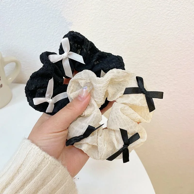 2023 New Design Elegant Simple Bowknot Scrunchies Ponytail Holder Elastic Hair Band for Woman Girls