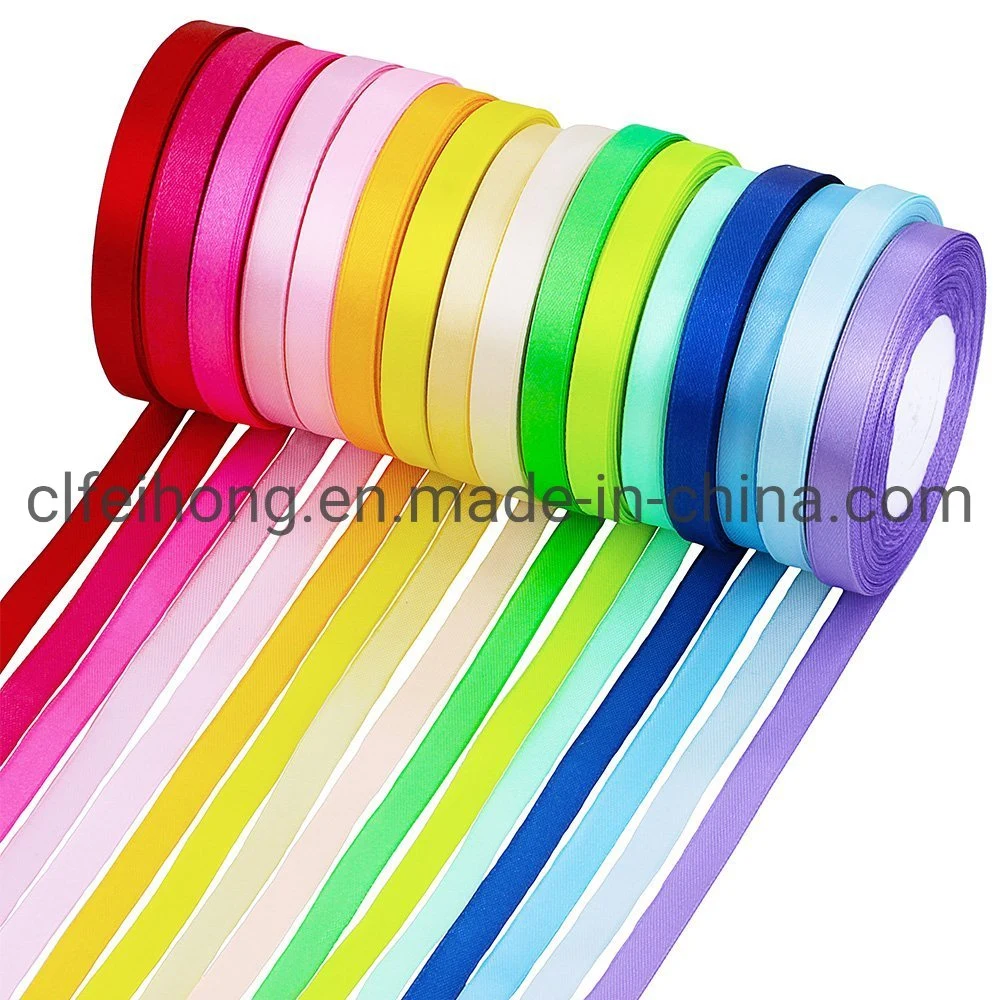 Gold Polyester Recyled Satin Ribbon Stripe Single/ Double Faced for Gift Packaging/ Decoration Christmas/ Festival Hair Shoe Garment Accessories Golded Color