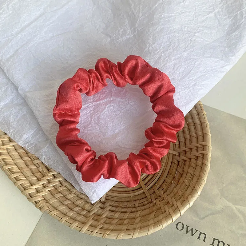 Fashion Design Women Silk Satin Hair Scrunchies Accessories Solid Color Ponytail Holder Elastic Hair Bands