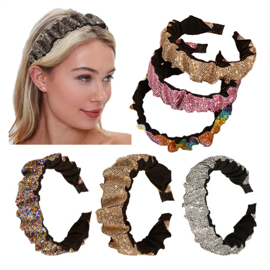 Large Full Drill Hair Hoop Colon Scrunchie Fold Insert Hairpin Hair Accessories Female Edge Clip Pressure Hair Hoop