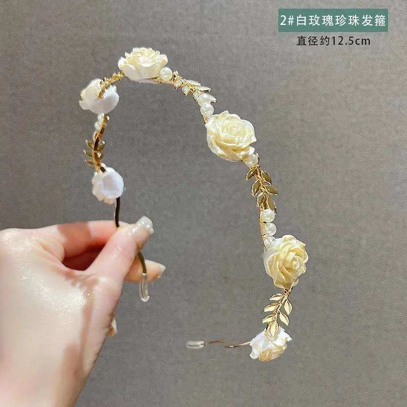 French Retro High-End Headband Headwear New Fashionable Design Flower Pearl Thin Head