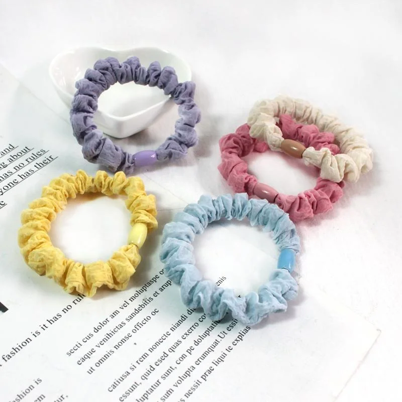 Summer Lady Girls Hair Scrunchies Custom Bead Elastic Hair Band