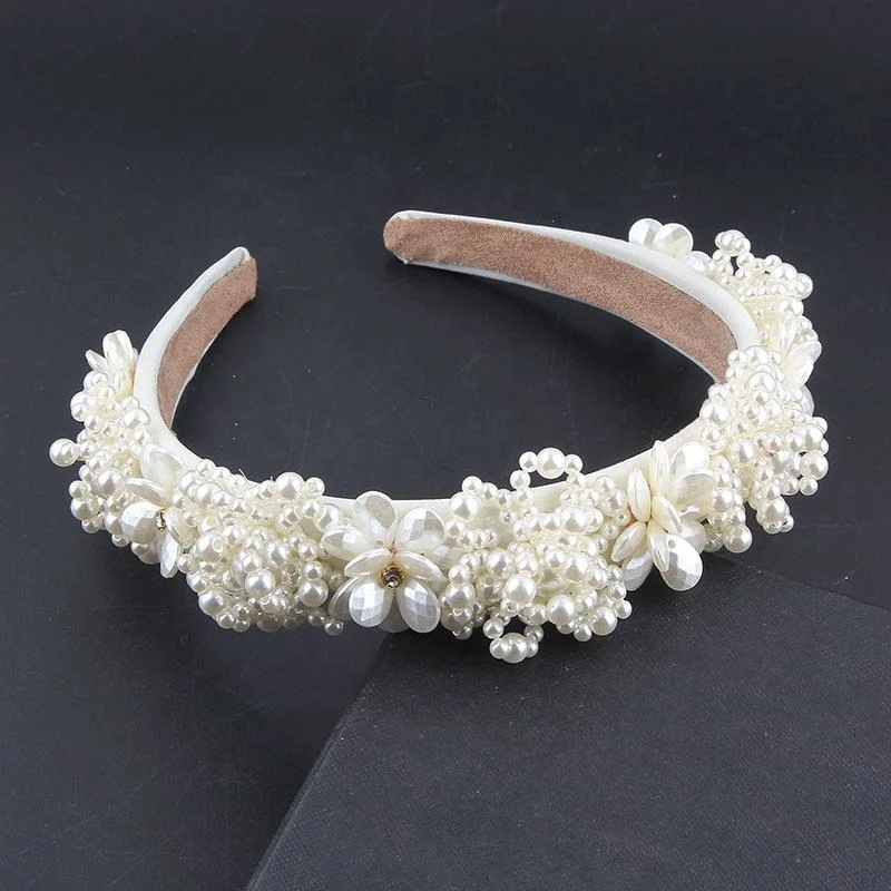 Baroque Bride Pearl Headband High Quality Pearl Crystal Headband Bridal Tiara Party Wedding Hair Accessories