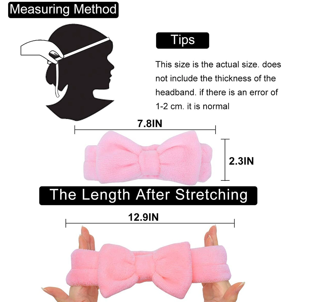 Custom Logo Women Cute Bow Fluffy Coral Fleece Velvet Elastic SPA Yoga Skincare Facial Makeup Headband Diademas Maquillaje