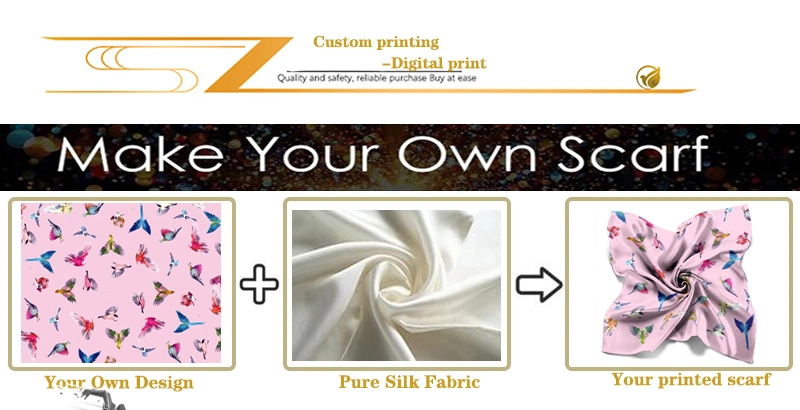 Custom Silk Scarf Head Hair Silk Satin Chiffon Print Women Scarves