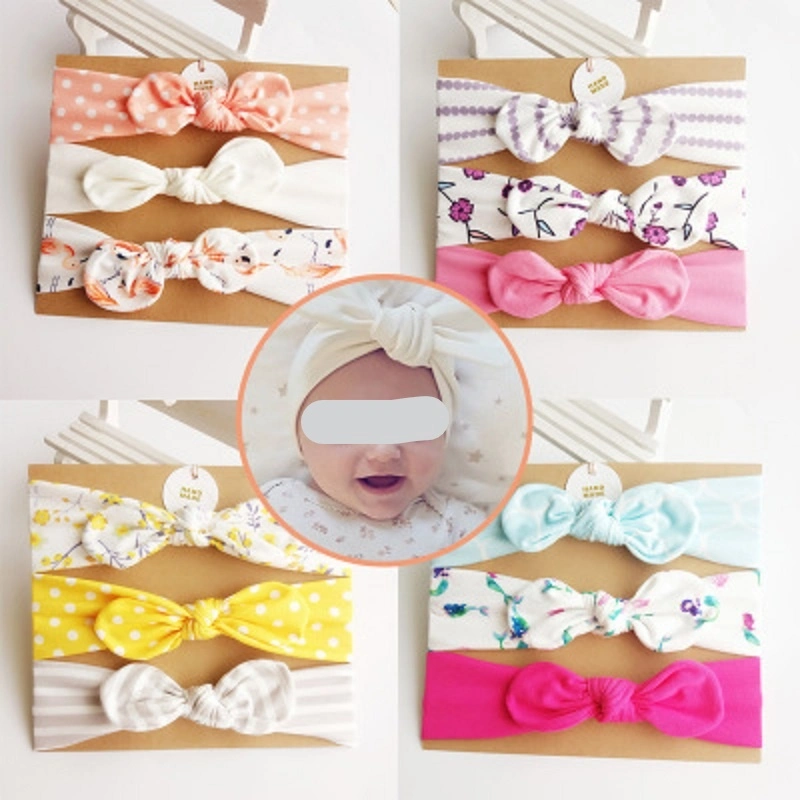 Baby Girl Bow Headband Hair Turban Head Band for Newborns Girls, Infants, Toddlers Hair Accessories (Random Color - 3 pieces/pack) Esg14243