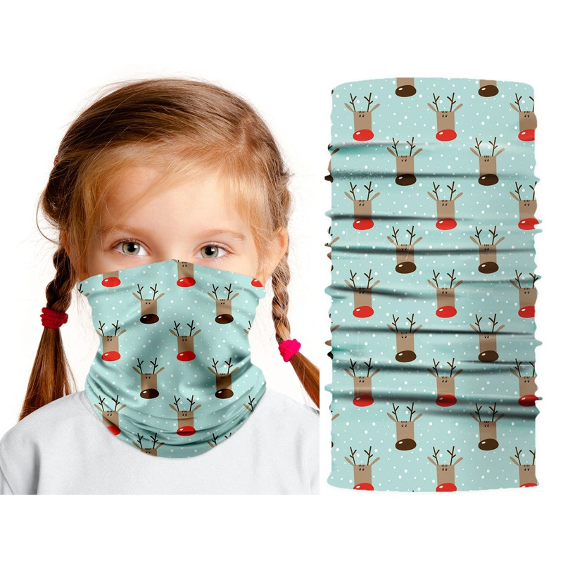 Christmas Pattern Kids Outdoor Headwear Hair Scrunchies Face Scarf Bandana