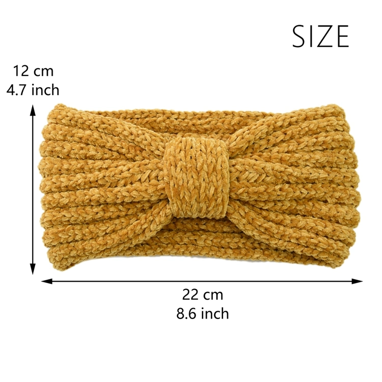 Hot Selling Crochet Bow Wide Stretch Solid Hair Band Knit Ear Warmer Headband Soft and Warm Women&prime;s Knitted Headband