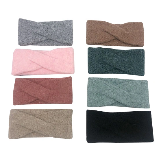 Hot Sale Hair Accessories Plain Color Bow Ladies Knitted Headband Winter Elastic Hair Band Headband