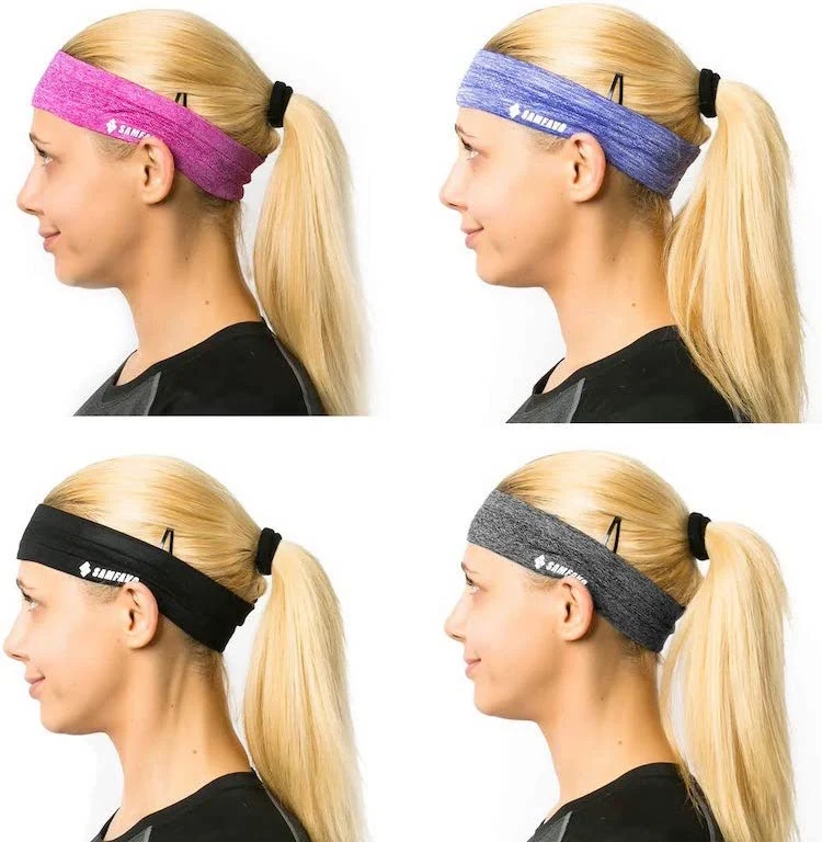 Women Girls Sports Hairbands with Non Slip Silicon Strip Sports Headband, Custom Print Anti Slip Gym Workout Headbands Hairbands for Athletic Agent