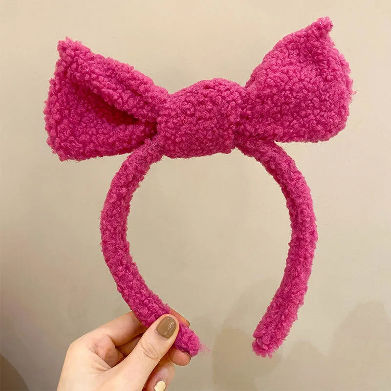 Lambs Wool Plush Hair Accessory Super Cute Rabbit Ears Bow Headbands