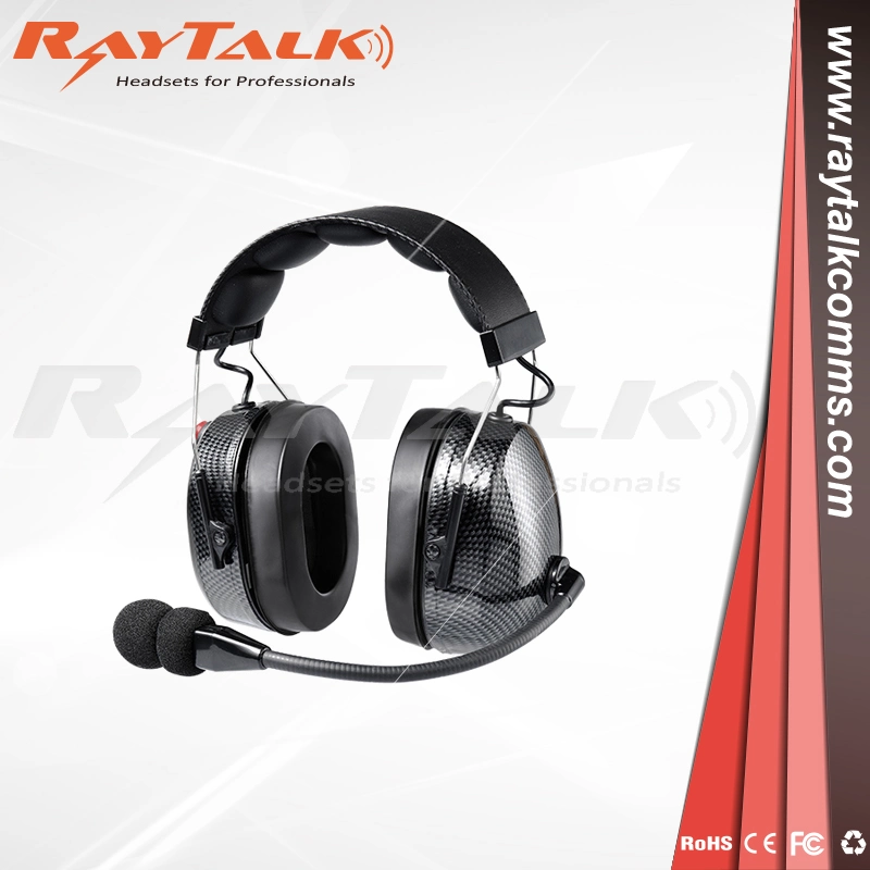 Raytalk Upgraded Premium Carbon Fiber Noise Cancelling Headset with 4 Ptt Buttons and 2 XLR 5 Pin Jack for Two Way Radios Ran-3000q/CF Headset